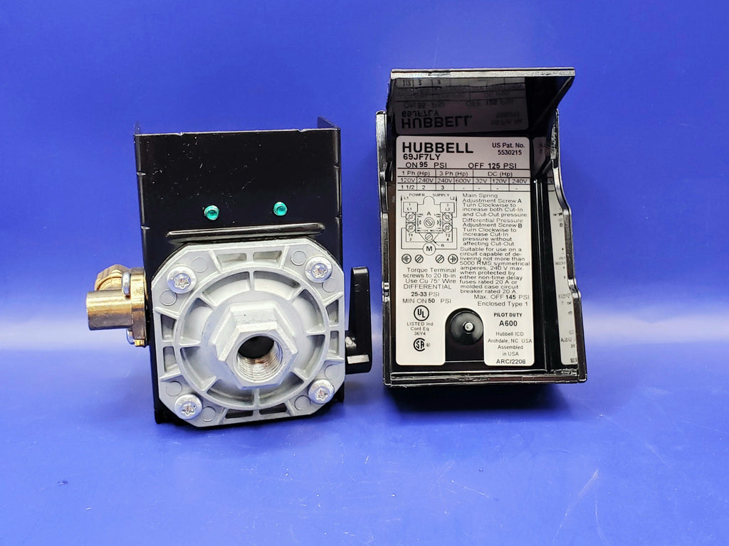 69JF7LY: PRESSURE SWITCH W/ UNLOADER, LEVER, 95-125PSI